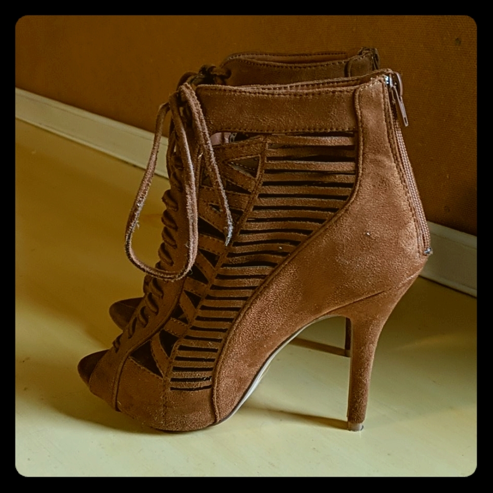 Suede Stilleto Peep Toes
